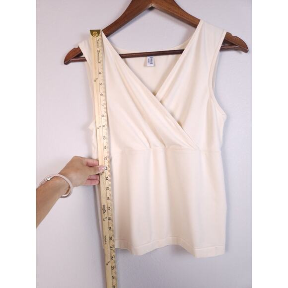 Wolford Tank Top Light Ivory Medium Basic Wrap Bust Slim Sleeveless Stretch - Picture 4 of 12